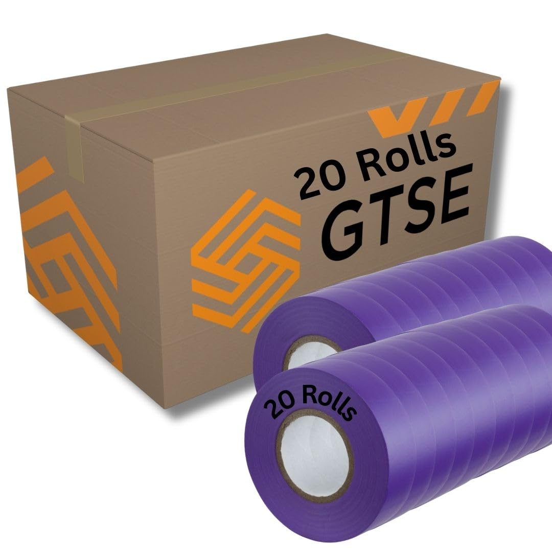 GTSE Purple Electrical Tape, 19mm x 20m, 20 Rolls of Strong Self-Adhesive PVC Insulation Tape for Insulating, Repairing and Protecting Electrical Wires
