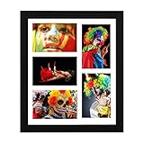 11x14 Collage Picture Frame 5 Opening 4x6 Photo Collage Frames for Walls White Matted - Ready To Hang - Wood Picture Frame, Black