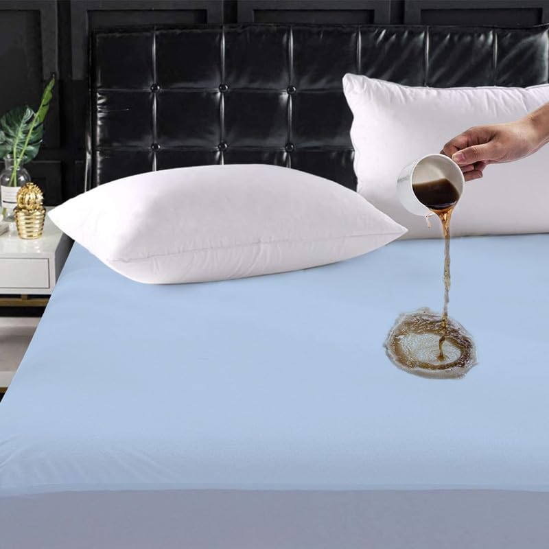 Image of Ayka 100% Waterproof Cotton Terry Mattress Protector Queen Size Breathable Hypoallergenic Noiseless Ultra Soft Fitted Bed Protector 75x60 inch Mattress /Bed Cover (Queen 75*60 inch | 6.25x5 ft, Sky Blue)