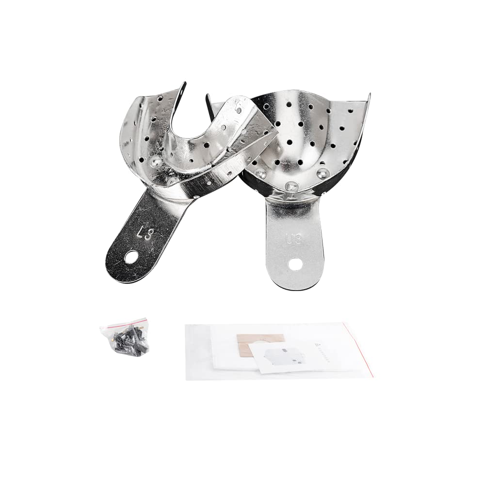 SDent® TUV CE 2 Pairs Aluminium Alloy Impression Tray with Holes Full Mouth 1 UP + 1 Lower Large