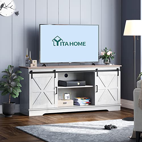 Buy YITAHOME Farmhouse TV Stand for 65/60/ 55 Inch TV, Rustic Modern