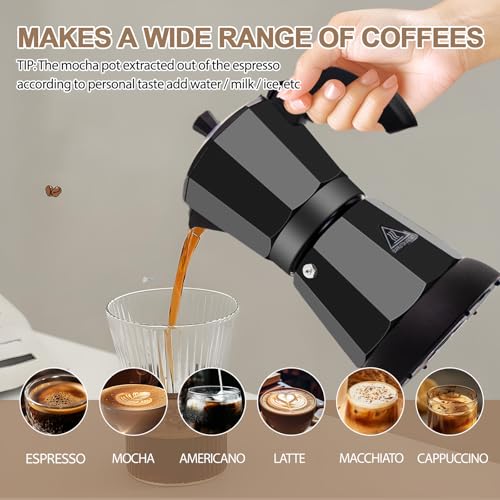 Image of Aluminum Electric Moka Pot 3-6 Cup 270ml Express Coffee Maker Stovetop Espresso Portable Coffeemaker Italian Classic Brewing Greca Cafe Mocha with Removable Base and Overheating Protection Machine