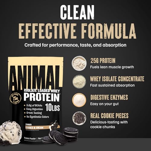 Image of Animal Whey Isolate Protein Powder, 25G High Protein | Cookies & Cream 10LB