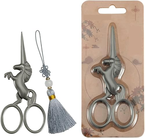 Miniatura 6 de Tijera vintage de acero inoxidable con borla, puntas afiladas, asas cómodas para bricolaje, tejer a mano y ganchillo, arte de roscado, costura,