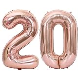 Tellpet Rose Gold Number 20 Balloon, 40 Inch