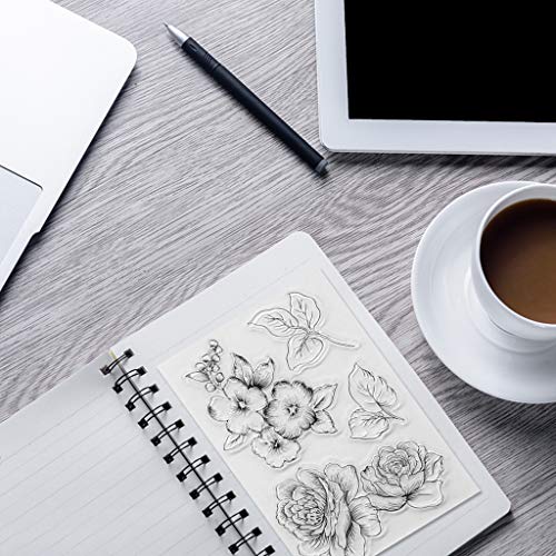 JKPOWER — Estampa criativa DIY com flores transparentes e selo transparente para álbuns de fotos, ál