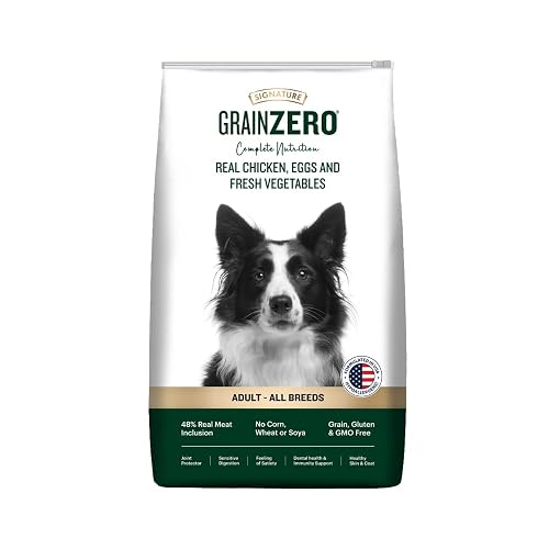 Grain Zero Adult Dry Dog Food 1.2kg | Real Chicken, Egg & Vegetables | 48% Meat Inclusion, No Grain Formula, Gluten-Free | Promotes Healthy Skin & Coat | All Breeds