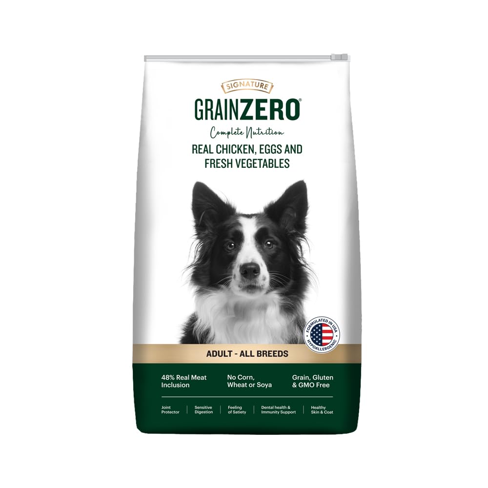 Grain Zero Adult Dry Dog Food 1.2kg | Real Chicken, Egg & Vegetables | 48% Meat Inclusion, No Grain Formula, Gluten-Free | Promotes Healthy Skin & Coat | All Breeds