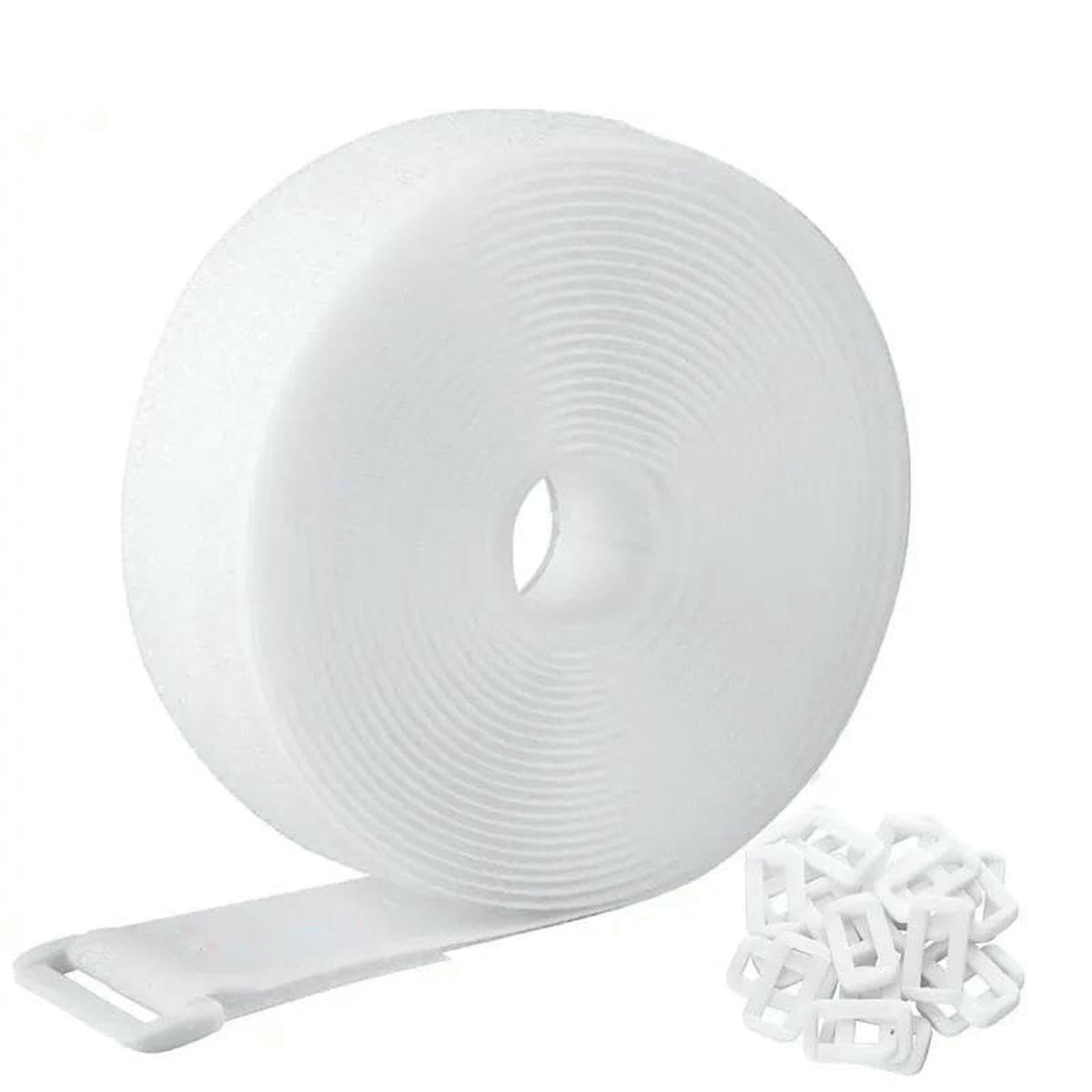 5/2/1Meter Reusable Fastener Hook and Loop Securing Straps with Buckles Adjustable Cable Straps Cut Length Nylon Cable Ties-White Width 30mm-1Meter 5Pcs Buckles