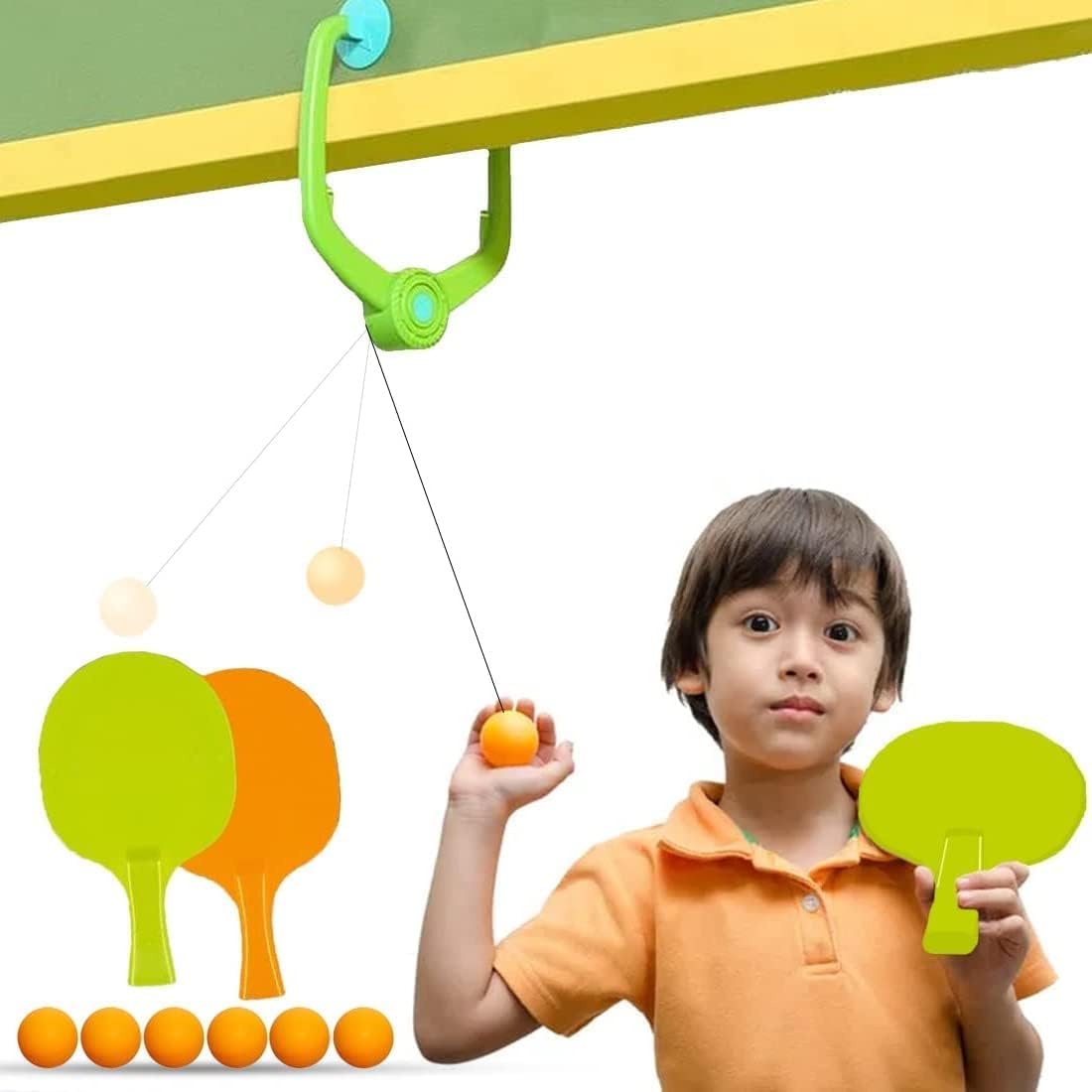 NIYANETAIL Hanging Table Tennis Self Training Indoor Gaming 2 Racket & 5 Practice Ball Portable - Double Sparring Hanging Toys Parent Child Interaction Indoor Toys for Kids (B0D1BXJ7GC) Amazon Price History, Amazon Price Tracker