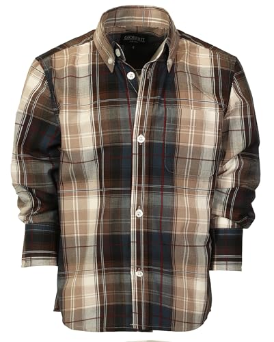 Image of Gioberti Boys Long Sleeve Button Down Plaid Checked Shirt