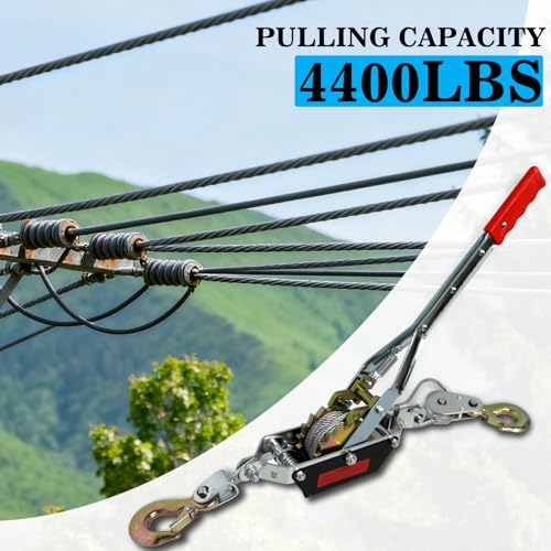 Winch manual 4400 lbs con cable de acero 12.14 ft miniatura 5