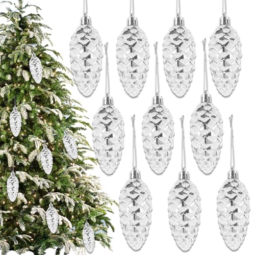 CUVZORA 10 Stück Glitzer Tannenzapfen Christbaumschmuck Deko...