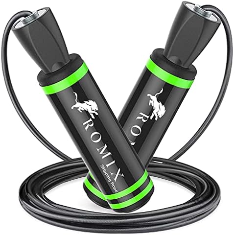 ROMIX Skipping Ropes Adult Fitness, Speed Jump Ropes for Home Gym Exercise Workout Fat Burning Calorie Lose Weight, Adjustable Rope for Adult Kids with Foam Handle and Ball Bearings, CrossFit MMA HIIT Cover