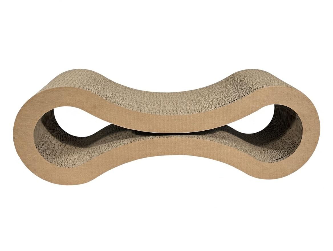 BarkWell Pet Infinity Style Cat Scratcher, papelão ondulado reciclado, natural, 62 x 21 x