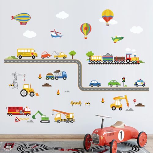 Vinilos decorativos transporte para pared de niños miniatura 2