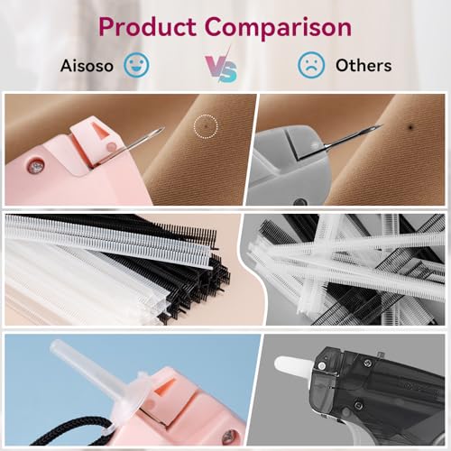 Image of AISOSO Handheld Tagging Gun for Clothes, with 3000 Fasteners, Pink | Includes 0.5mm Needle Quick Clothing Fixer, 1500pcs Each in Black & White, for Securing Cuffs, Collars, Tags
