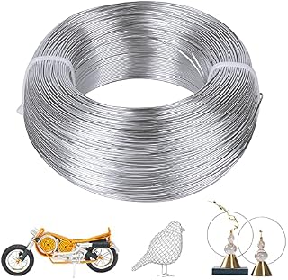 200M Silver Aluminum Craft Wire, 1mm Bendable Metal Craft Art Wire, Soft Model Wire, Aluminum Wires Rolls for Jewelry Beading Modelling Making, DIY Sculpture and Crafts