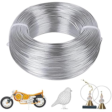 200M Silber Aluminiumdrähte, 1mm Biegbarer Aluminium Craft Draht Basteldraht, Schmuckdraht Modellierdraht, Metall Handwerk Skulptur Draht Rollen Cover
