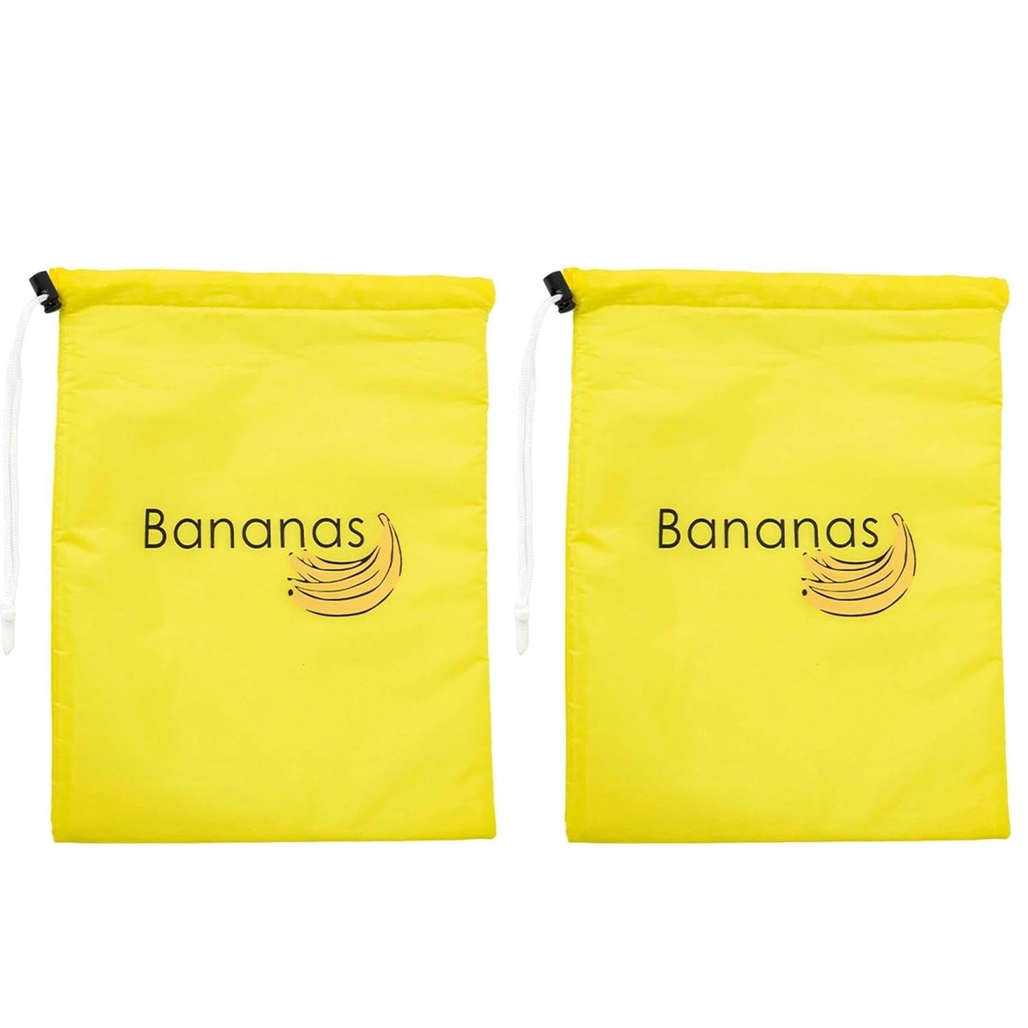 Fibound Yellow 2 Pcs Reusable Banana Keepers, Drawstring Fruit Organizers For Refrigerator Or Picnics, Banana Protector For Freshness