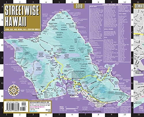 Streetwise Hawaii Map: Laminated Hawaii, Kauai, Maui, Molokai, Oahu & Downtown Honolulu (Michelin Streetwise Maps) #TOP3