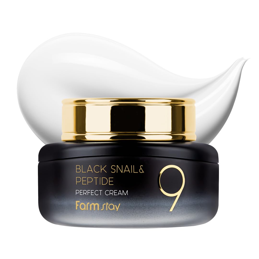 FARMSTAY Black Snail & Peptide 9 Perfect Cream, Snail Mucin Moisturizer for Elastic & Glow Skin, Hydrating & Nourishing, Anti-aging, Skin Barrier Repair, for Women & Men, Korean Skin Care, 1.85 Fl. Oz FARMSTAY Black Snail & Peptide 9 Perfect Cream, Snail Mucin Moisturizer for Elastic & Glow Skin, Hydrating & Nourishing, Anti-aging, Skin Barrier Repair, for Women & Men, Korean Skin Care, 1.85 Fl. Oz