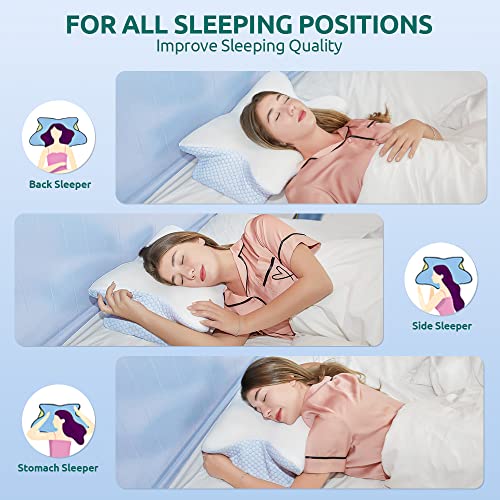 Donama Neck Cervical Pillow For Pain Relief Sleeping,Hollow Odorless Memory Foam Pillow Ergonomic With Cooling Case,Orthopedic Contoured Support Pillow For Side，Back And Stomach Sleepers #TOP1