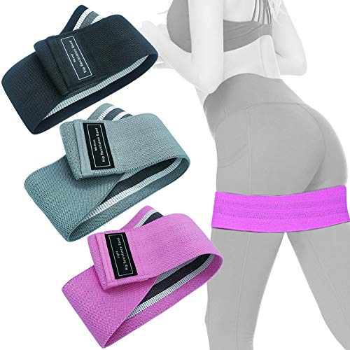 FOCUS REVISION Cotton Hip Elastic Band Bodybuilding Women Resistance Bands Belt for Leg Butt Lifting Squats Exercise Workout,(Grey,Pink,Black)