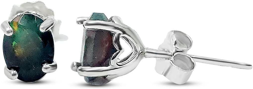 Heart encrypt oval stud earrings, 5 by 7mm birthstone valentine anniversary birthday mothers day Christmas gift for her, Uniquelan Jewelry