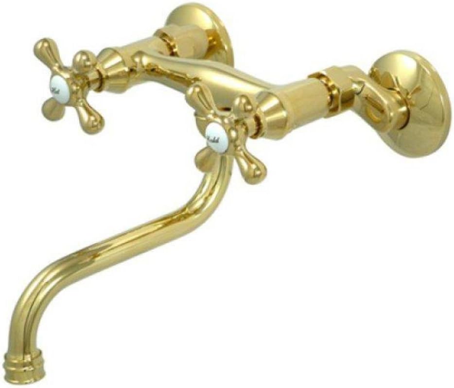 Polished Brass Traditional Wall Mount Bathroom Faucet