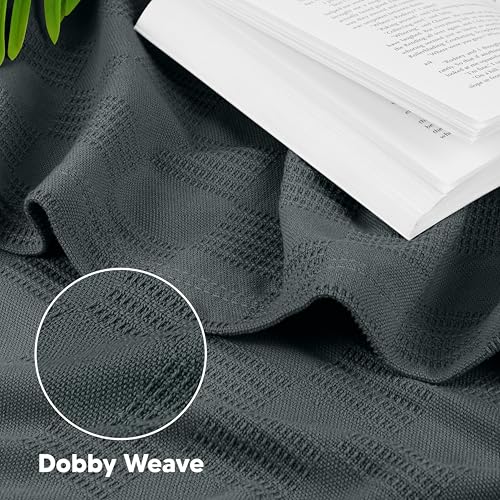 Utopia Bedding Smoke Gray 100% Cotton Blanket [King Size - 90x108 Inch] 350GSM Lightweight, Soft and Breathable Thermal Blanket for All Seasons