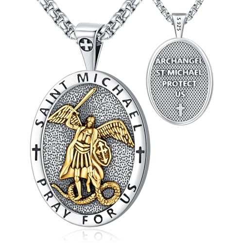 LOOVE Patron Saint Necklace 925 Sterling Silver, St Michael 03-Silver