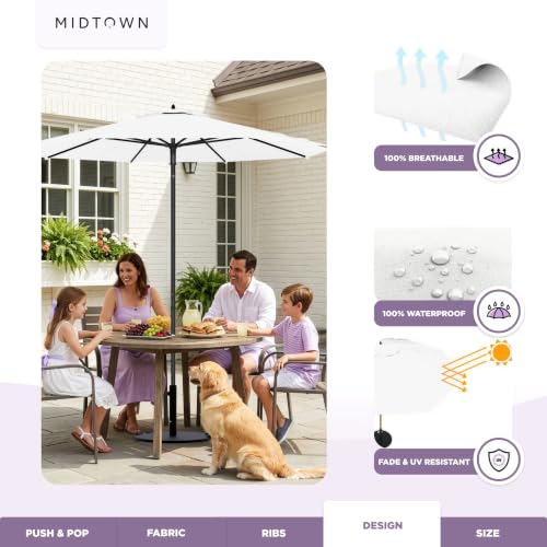 Image of Midtown Umbrellas Push and Pop - 8 Ft Patio Umbrella, Ivory Canopy