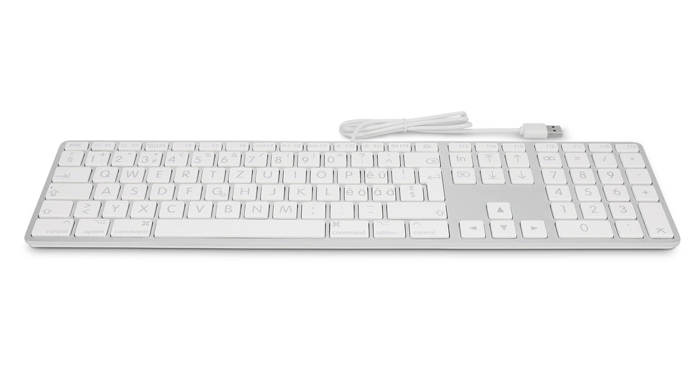 LMP – Tastiera USB Italiana (QWERTY) a Caratteri Grandi con tastierino numerico – Copertura superiore in alluminio e 2 porte USB-A – Compatibile con Mac (Silver)