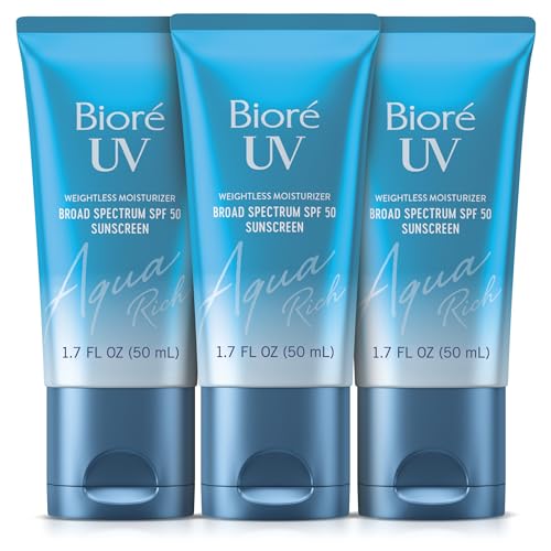 Biore UV Aqua Rich Moisturizer SPF 50 Facial Sunscreen, 1.7 fl oz, 3pk