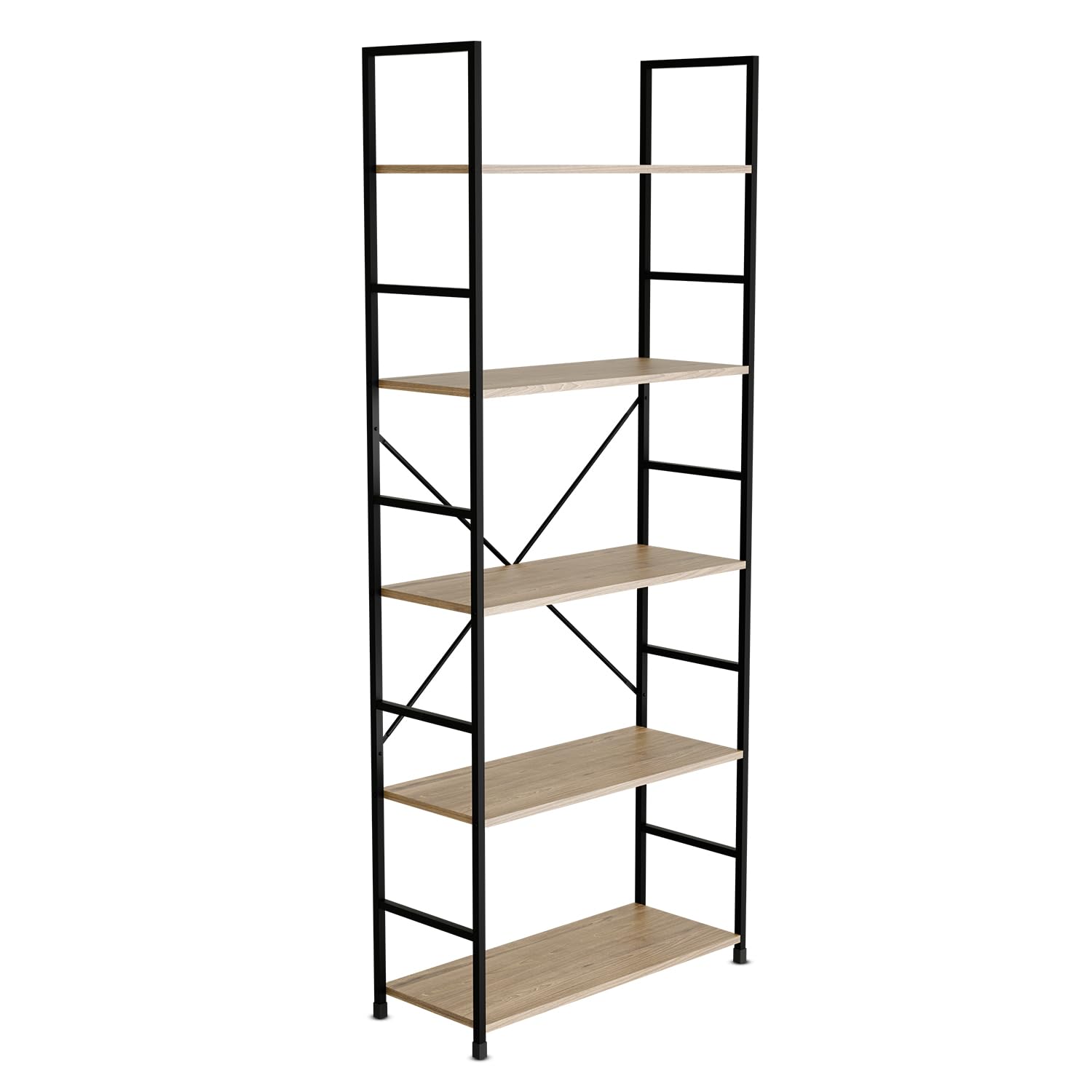 BELOFAY Book Shelf Floorstanding 5-Tier Wooden Shelving Unit with Steel Frame, Space-Saving Modern Oak Medium Book case for Office, Study, and Living Room โ image 1