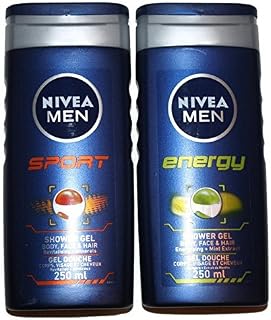 Nivea MEN Shower Gel Twin Set SPORT & ENERGY Body, Face & Hair Wash 2 x 250ml