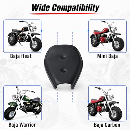 Image of JMCHstore Upgraded Black Mini Bike 15'' Seat for Baja Warrior WR65, Mini Baja, Baja heat, Baja Carbon 6.5 196cc HT65 MB165 Trail bike Cushion Replacement parts