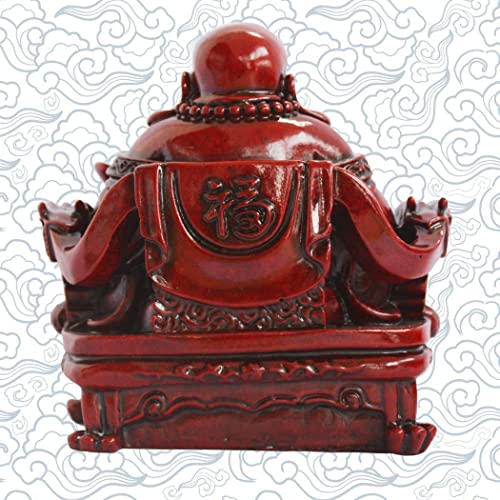 Estatua Feng Shui Buda Risueño sentando en silla dragón miniatura 2