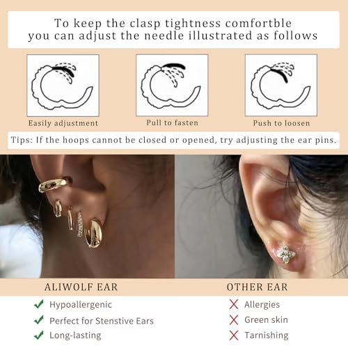 5 Pairs 14K Gold Hoop Earrings - Gold Jewelry for Women Trendy - Non Tarnish Stack Earrings for Women - Hypoallergenic Gold Earring Set3
