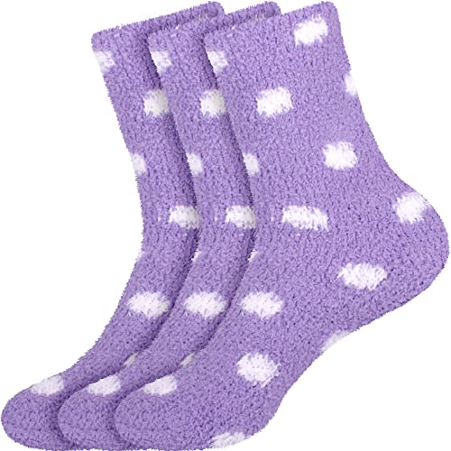 Image of BambooMN Women's Super Soft Fuzzy Socks, Polka Dot, Gradient, Snowflake, Featherlight Cuff - Assorted Colors