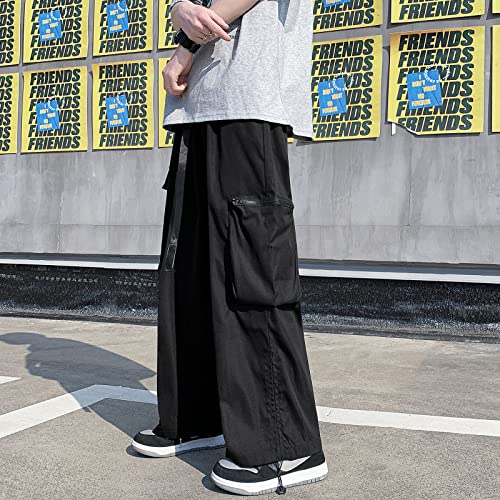 Men Women Jogger with Pockets Lightweight Solid Color Wide Leg Straight Cargo Pants2