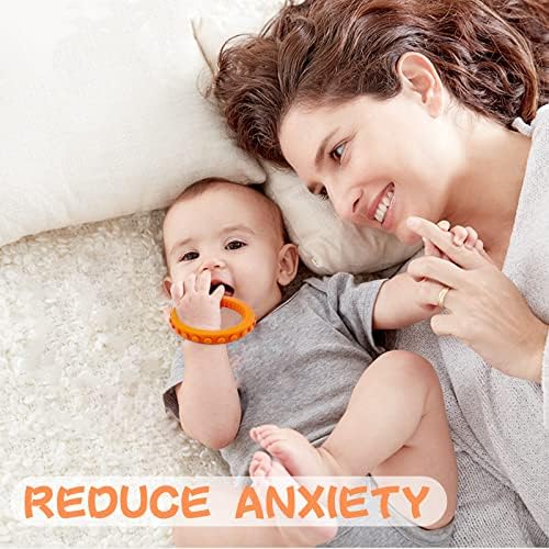 Sensory Chew Bracelet Teether for Kids Toddlers, Silicone Teething Ring BPA Free Autism Chewing Toy for Baby Boy Girl with ADHD, Teething, Anxiety, Biting Needs, Oral Sensory Motor Aids