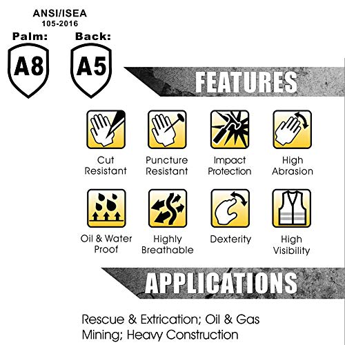 Intra-Fit Heavy-Duty Rescue Extrication Glove Impact,Protection, Super Dexterity 5, En388:2016 4544Fp; Ansi Cut Level A8,Size Xxl #TOP5