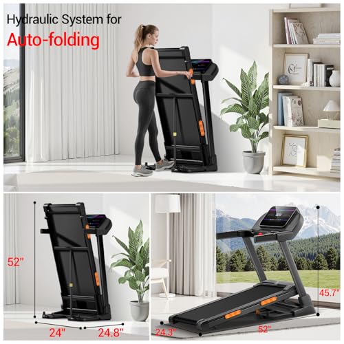 Image of LONTEK Electric Treadmill with 2%-20% Automatic Incline, 400lbs Capacity | 4.0HP Quiet Brushless Motor, Perfect for Home Office Workouts, Running, Jogging, Aand Daily Fitness Routines