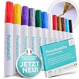 Brandalo® Premium 12er Set Porzellanstifte spülmaschinenfest - Keramik bemalen Set - Keramik Stifte - Porzellan bemalen - Glasmalstifte spülmaschinenfest - Keramikstifte spülmaschinenfest