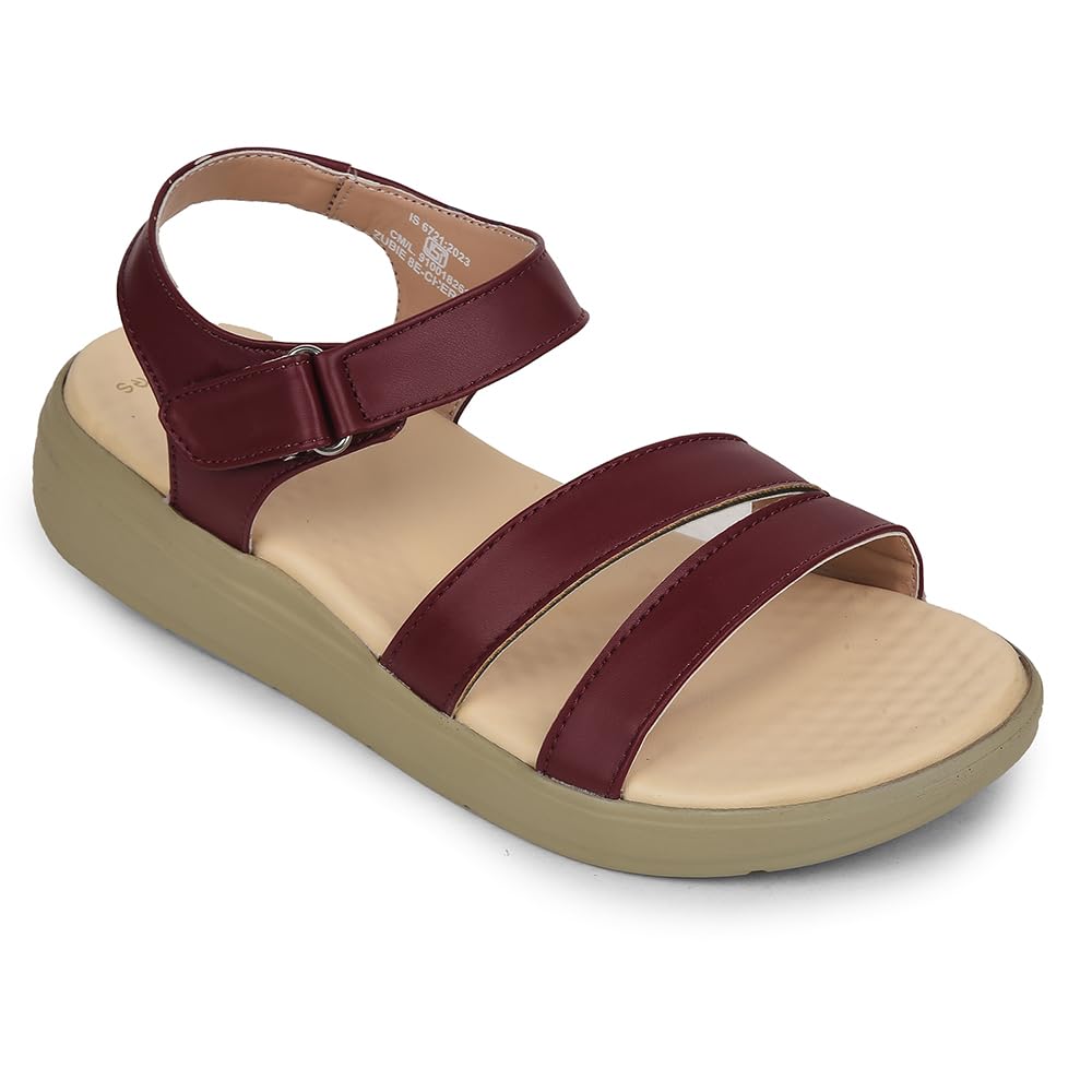 liberty Healers ZUBIE-8E Casual Sandal for Women - Cherry | Ladies Sandals With Buckle Closure | Comfortable & Lightweight | EVA Sole - Suitable For Outdoor, Monsoon, Rainy Season Footwear-picture-45