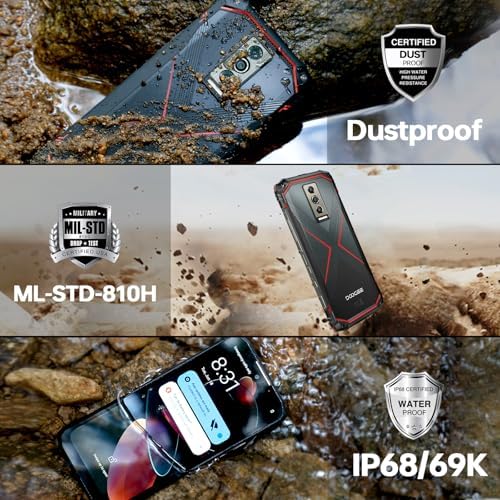 DOOGEE Blade 10 Pro Rugged Phone Unlocked, 16GB RAM+256GB ROM Cell Phone, 6.56" 90Hz Screen, 5150mAh Battery, 50MP Camera, 4G Dual SIM Android 14 Phones, IP68/IP69K Waterproof Smartphone, NFC/OTG/GPS 6 51fqNjt0cvL. AC