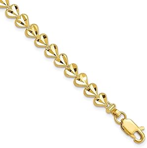 Amazon.com: Diamond2Deal Solid 10k Yellow Gold Heart Bracelet 7