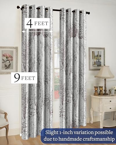 Image of Cloth Fusion Printed 100% Blackout Long Door Curtains 9 Feet Set of 2